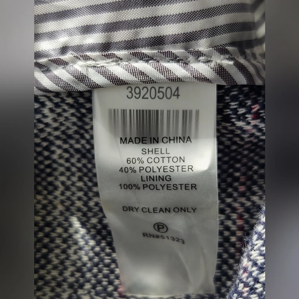 Court & Rowe Plaid Tweed Blazer Navy Blue Red Ribbon Trim Women's Size 18W - Picture 13 of 14